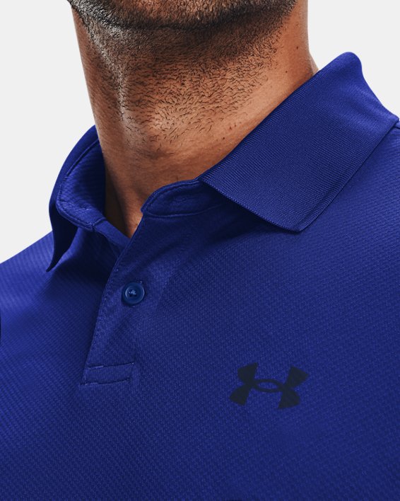Men's UA Performance Polo Textured, Blue, pdpMainDesktop image number 3